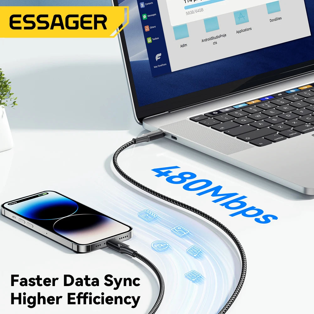 Essager USB C Cable For iPhone 14 13 12 11 Pro Max Xs Plus 29W Fast Charging Cable Type C To Lighting Date Wire For iPad Macboo Pi-Mart