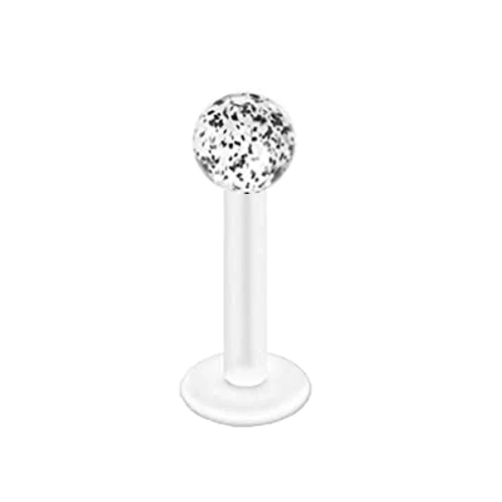 WKOUD 16G Stainless Steel Lip Labret Piercing Crystal Ball Monroe Lip Stud Helix Tragus Conch Piercing Cartilage Earrings Black Pi-Mart