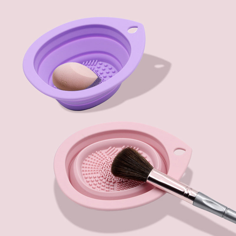 Silicone Makeup Brush Cleaner Folding Powder Puff Cleaning Bowl Eyeshadow Brushes Washing Soft Mat Beauty Tools Scrubber Box Pi-Mart