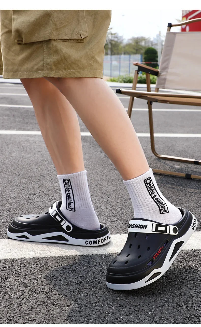 New fashion sandals Men's EVA casual comfortable hole garden shoes outdoor men's beach sandals indoor home unisex slippers Pi-Mart