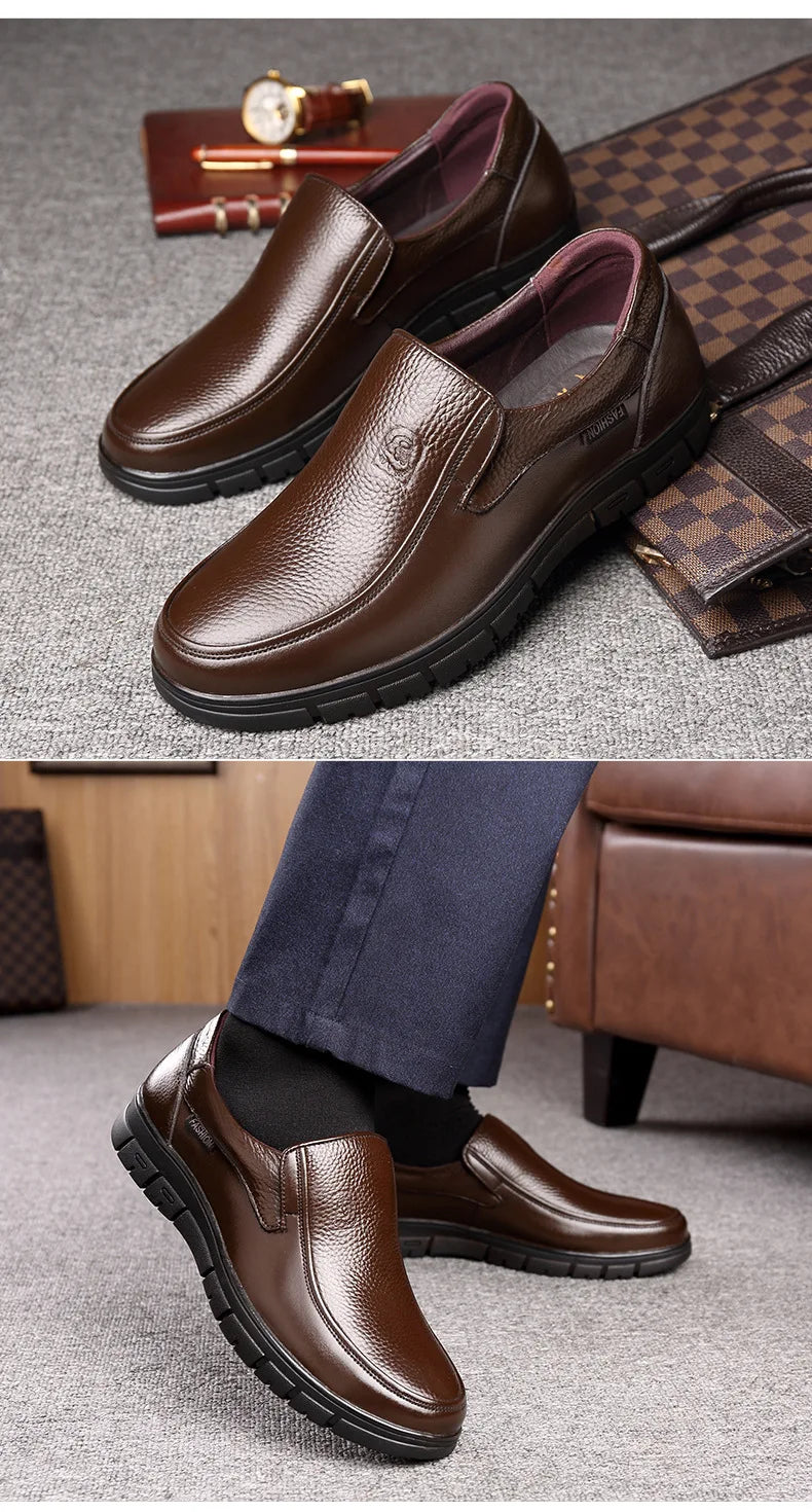 Summer New Men Leather Shoes soft soled Casual Flat Shoes Outdoor Walking shoes Comfort fashion soft leather shoes Loafers Pi-Mart