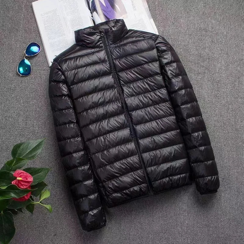 0-10℃ Men's Winter Jacket Ultra Light Duck Down Jackets Portable Hooded Puffer Feather Thin Parkas Windproof Outerwear Coat 5XL LadyShow.Store