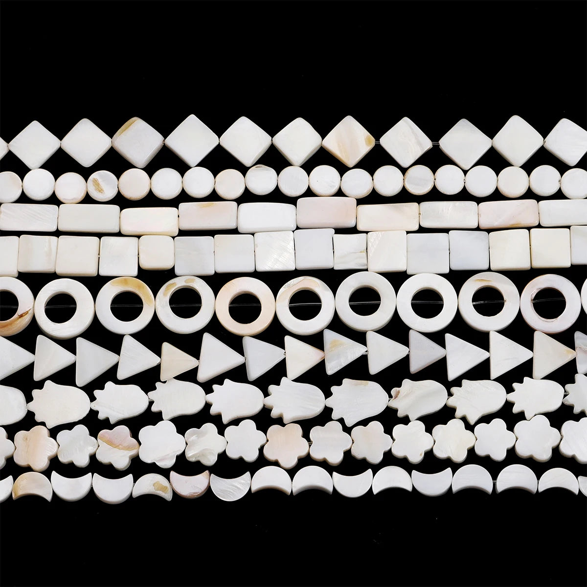 Natural Shell Beads Mother of Pearl Love Star Oval Round Flat Loose Spacer Beads for Jewelry Making DIY Charm Bracelet Necklace Pi-Mart