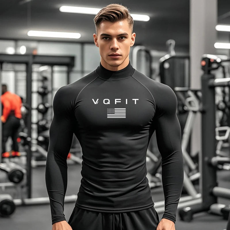 Mens Running T-shirts Autumn Fitness Long Sleeve Sport Shirt Jogging Gym Clothing Sportswear Quick Dry Compression T Shirts Pi-Mart
