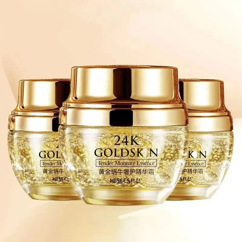 24K Golden Snail Collagen Cream Moisturizing and Skincare Essential Oil Control Facial Beauty Product Formulated for Women Tri Light Beauty