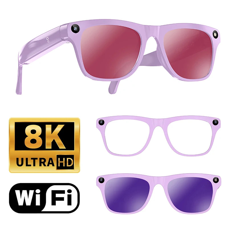 Lenovo Upgrade Smart AI Glasses 800W HD 8K Shooting Camera Photo Video Voice Call Translation Bluetooth AI Motorcycle Glasses Pi-Mart