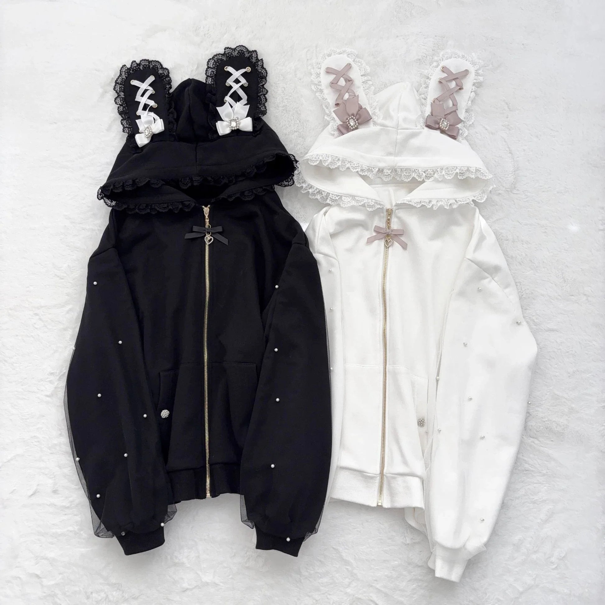 Japanese Sweet Coats Y2K Clothing Hoodie Women Tops Autumn and Winter Color Match Splicing with Thick Velvet Cardigan Jackets LadyShow.Store
