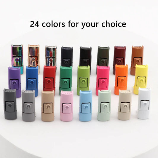 New Colorful Shoelaces Press buckle Metal Shoelace Clip Press Lock Kids Adult Shoes Accessories AF1 Sneaker Kits Metal Laces Tip LadyShow.Store