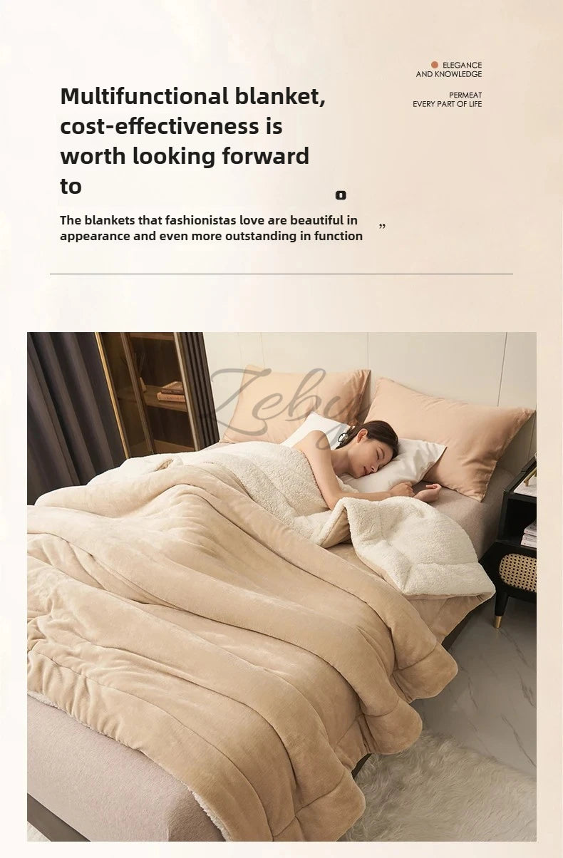 Spring Imitation Lambswool Multi-functional Blanket Queen Blankets for Bed Soft Plush Comfortable Milk Fleece Blanket for Throw Pi-Mart