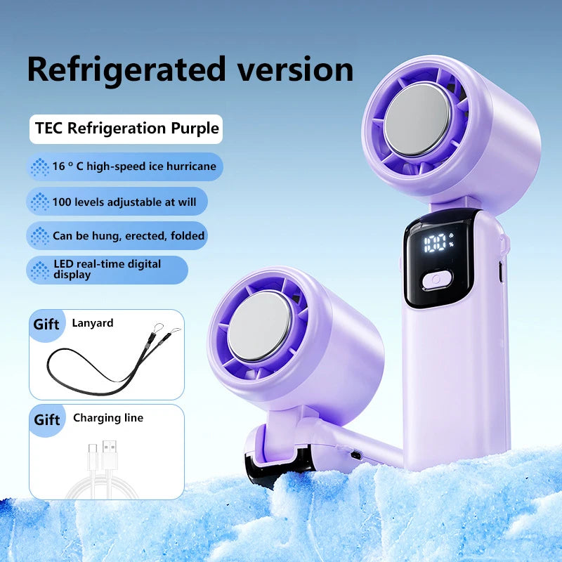 Lenovo Foldable/Hangable USB Desk Fan Ice Cooling Handheld Fan 100 Speeds Turbo Portable for Outdoor Fast Chill Ice Compress New Pi-Mart