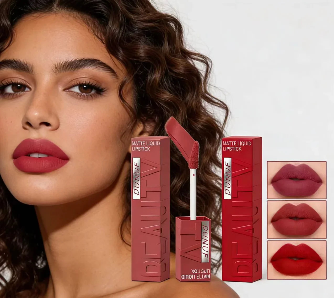 Matte Velvet Lipstick Lip Gloss Waterproof Smooth Long-Lasting Non-sticky Non-transfer Deep Red Nude Y2K Daily&Party Makeup Gift Tri Light Beauty