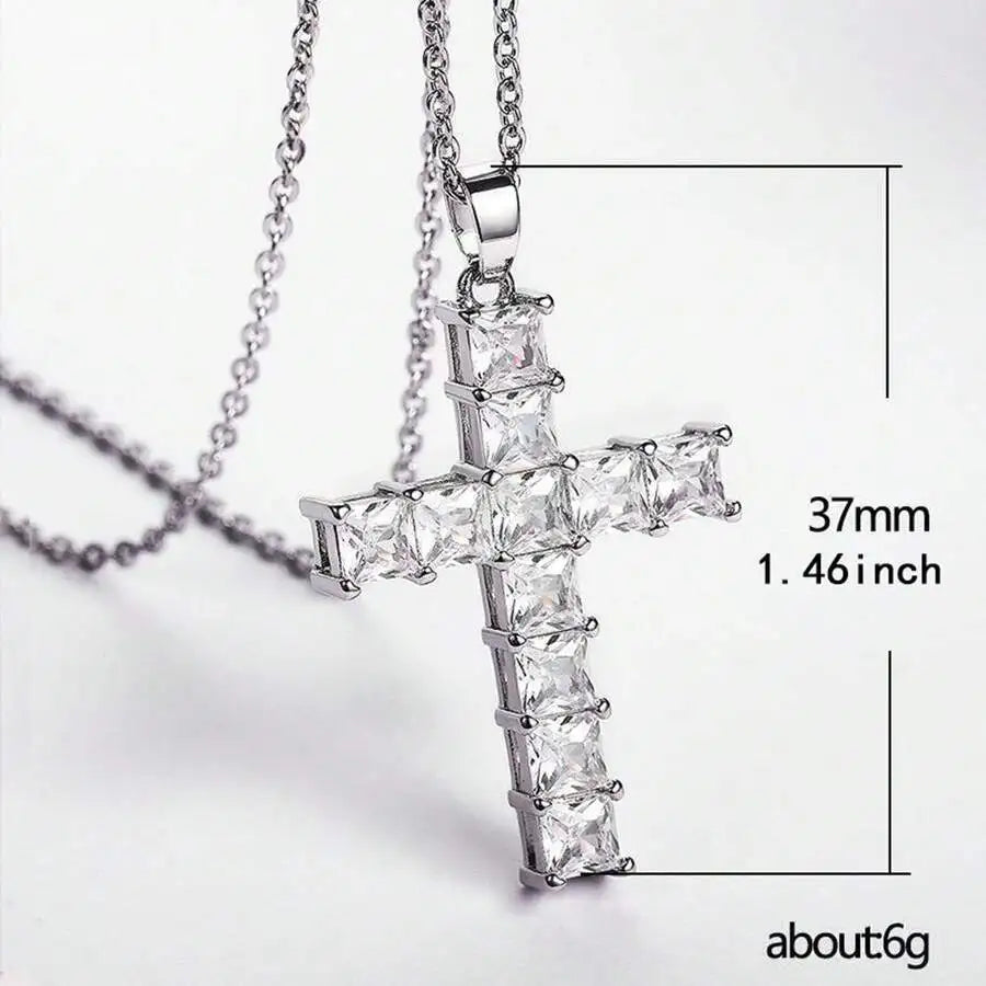 New Fashion Necklaces Female Pendants Gold Multi Color Crystal Jesus Cross Pendant For Women Necklace Party Leisure Time Jewelry Pi-Mart