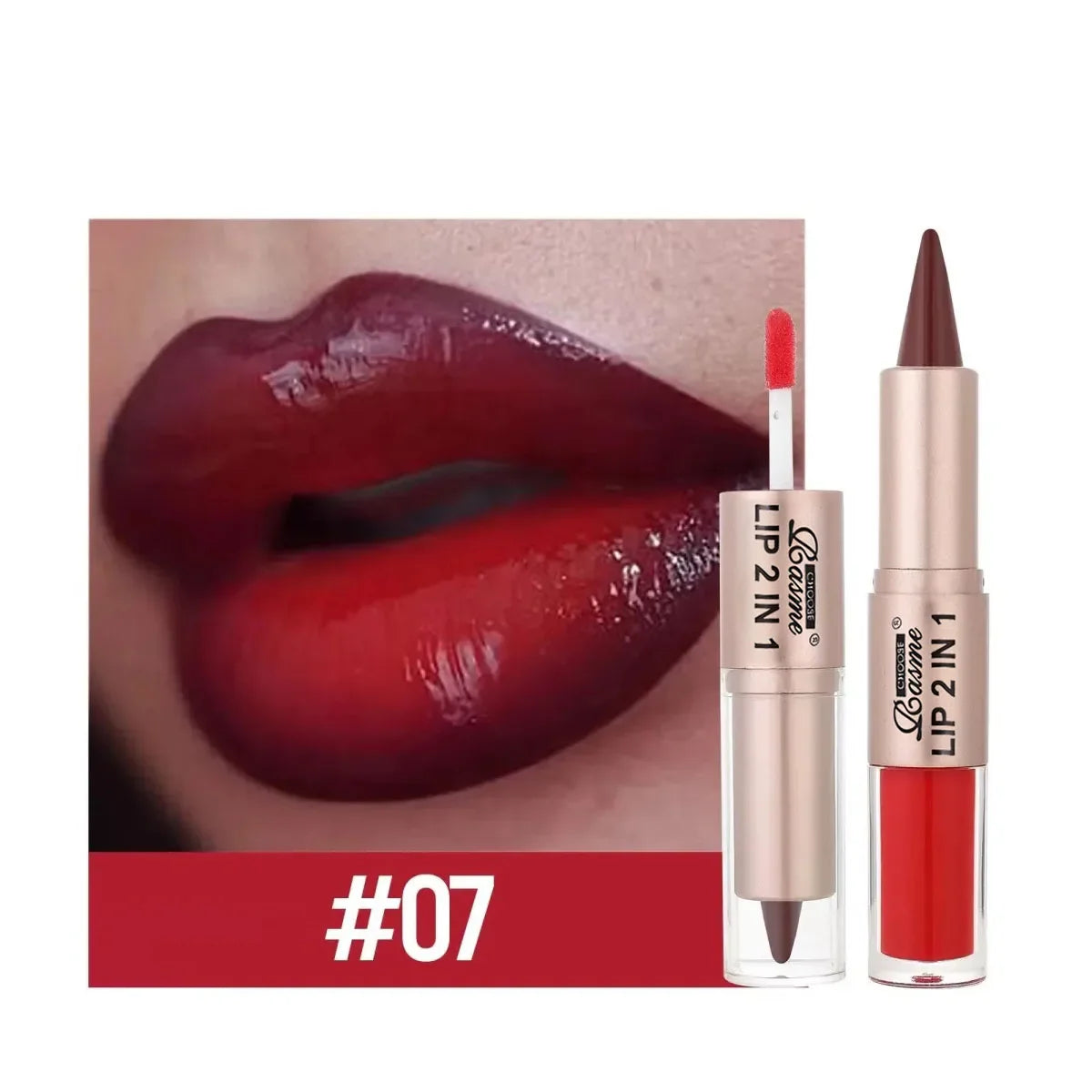 2IN1 Tapered Gradient Lipliner Pen Nude Brown Mirror Glass Lip Gloss Matte Lip Liner Waterproof Lip Contour Non Stick Makeup LadyShow.Store
