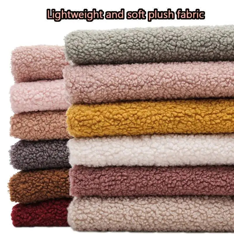 New Teddy Velvet Curled Plush 45x50cm Home Lamb Plush Fabric Soft Artificial Fur Polyester Fiber Mink Fabric DIY Plush Doll Pi-Mart