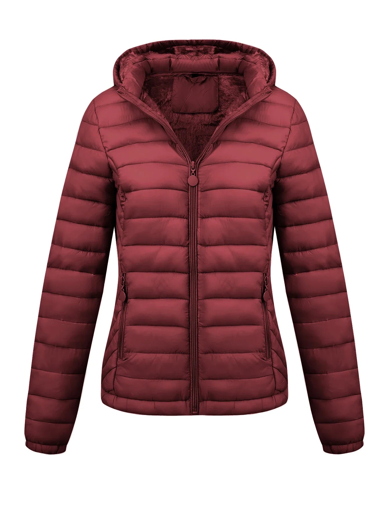 Women's Fashion Winter Padded Coat - Minimalist Hooded Puffer Jacket with Pockets for Fall/Winter LadyShow.Store