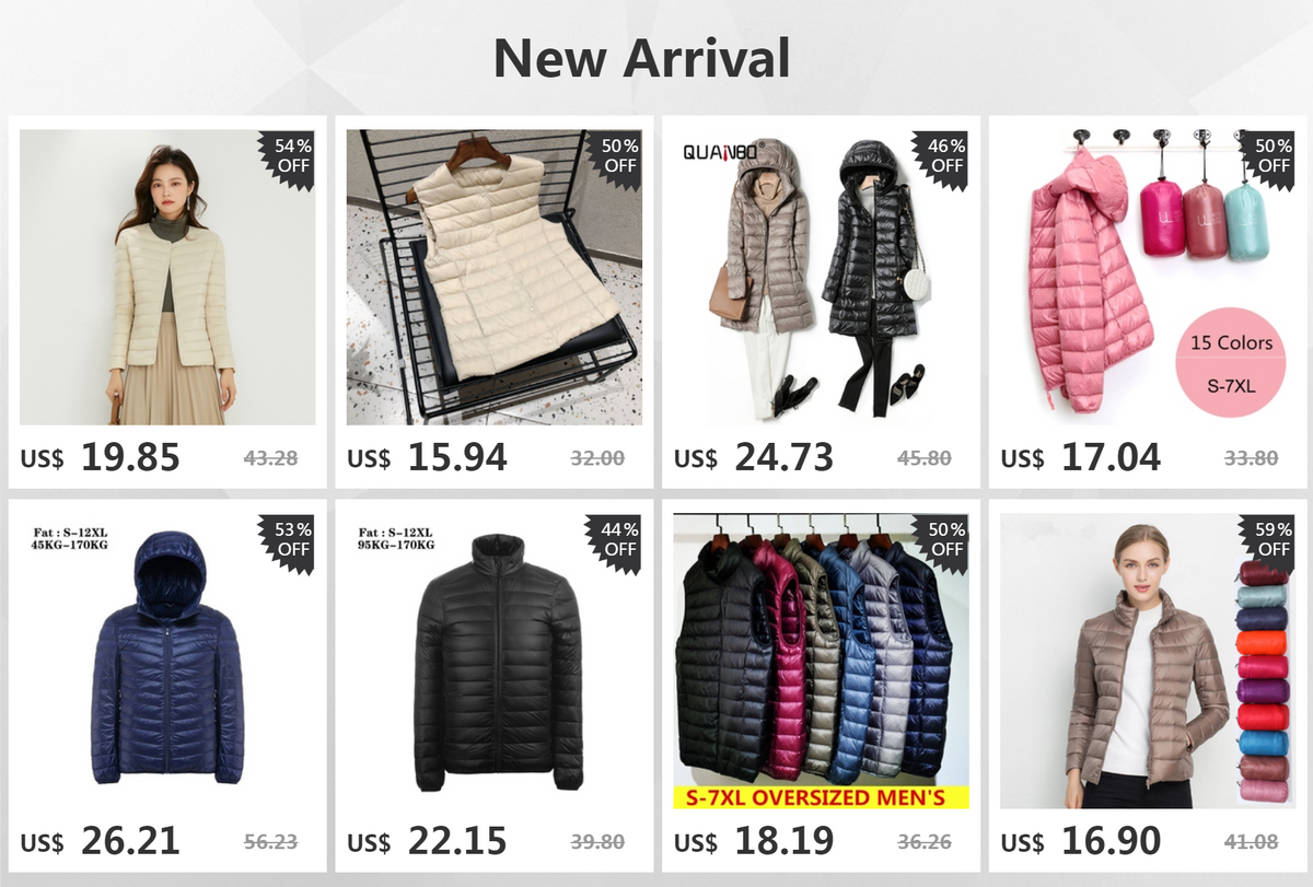 Men's Lightweight Water-Resistant Packable Puffer Jacket 2023 New Arrivals Autumn Winter Male Fashion Stand Collar Down Coats Pi-Mart