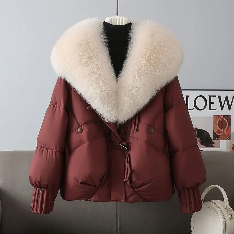 2025 New Women Down Cotton Coat Korean Fashion Big Collor Thicken Warm Puffer Overcoat Ladies Loose Parkas Cotton Jacket LadyShow.Store