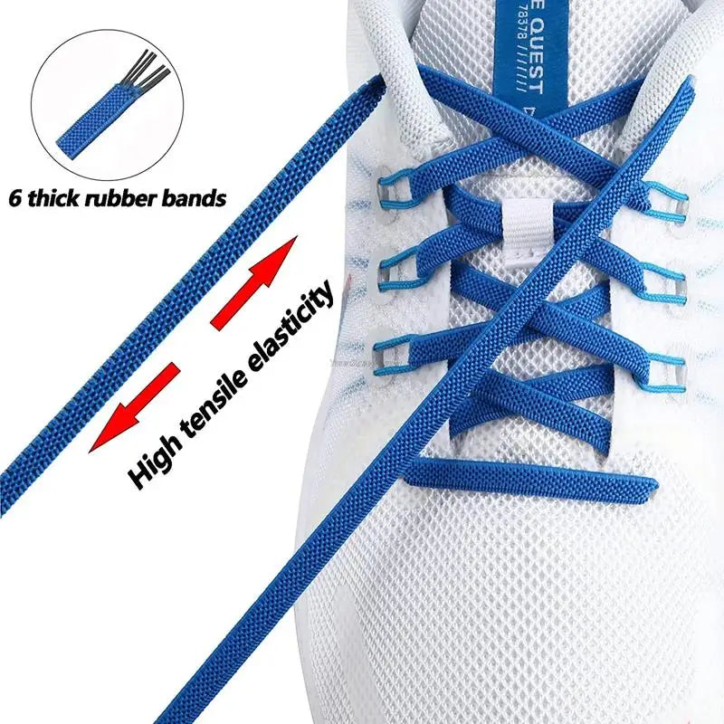 Elastic Laces Sneakers Classic Elastic Shoelaces 6mm Width Flat Shoelace for Kids Adults Shoe laces Rubber Bands for Shoes Pi-Mart