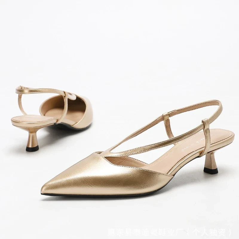 Sexy Pointed Toe Kitten Heel Women Pumps 2026 V Strap Design Elegant Backless High Heels For Ladies Fashion Designer Dress Shoes LadyShow.Store