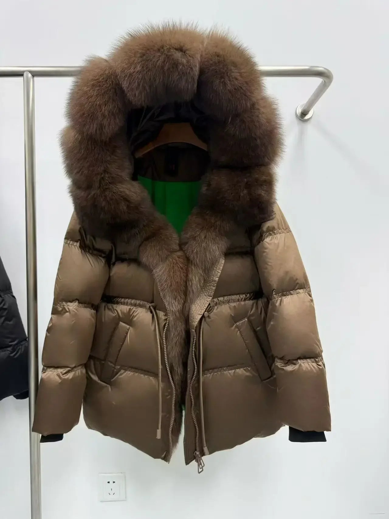 Fox Fur Jacket Women Loose Hooded White Goose Down Coat Female New Autumn Winter Thick Warm Natural Real Fur Puffer Jacket Lady LadyShow.Store