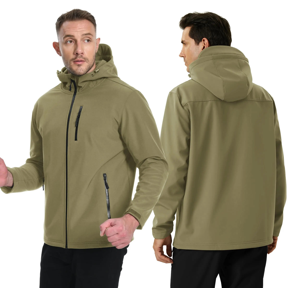 TACVASEN Hooded Softshell Jacket Mens Waterproof Rain Jacket Fleece Lined Work Jacket Outdoor Trekking Hiking Windbreaker Male Pi-Mart