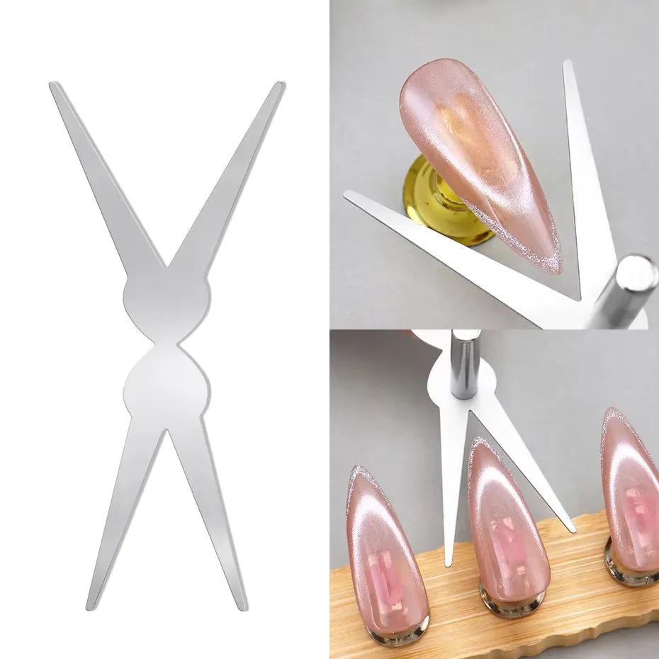 YIKOOLIN 6Pcs Cat Eye Magnet Set French Tip Heart & Flower Design Nail Art Gel Polish Manicure Tools for DIY Nail Art Tri Light Beauty