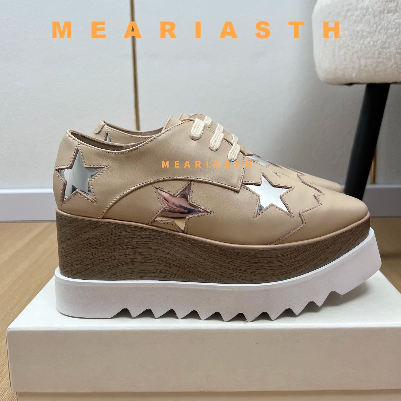 Women Walking Sneakers Autumn Lace-up High Platform Chunky Shoes Breathable Leather Shoes 8.5CM Winter Wedge Heels Casual Shoes Pi-Mart