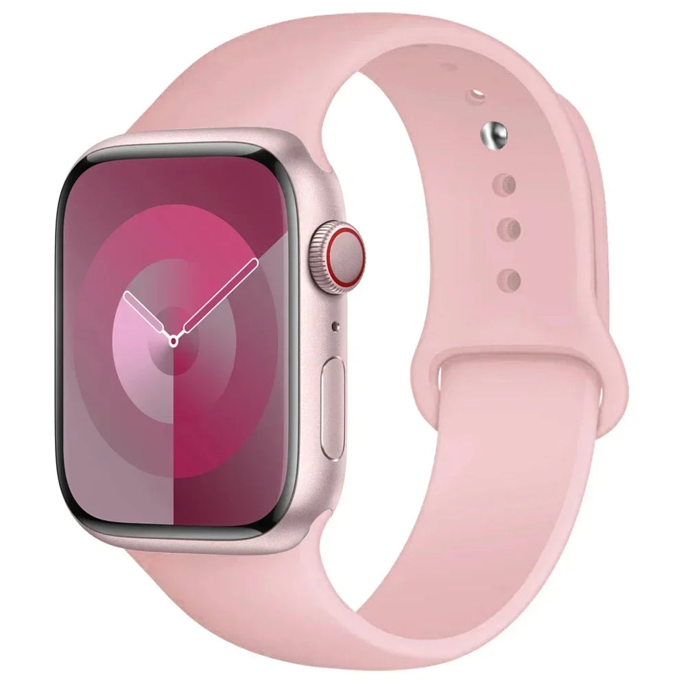Silicone Band For Apple Watch strap 44mm 45mm 40mm 41mm 42-38mm 45 mm sport bracelet iwatch series 8 7 6 5 4 3 SE 9 Ultra 2 49mm LadyShow.Store