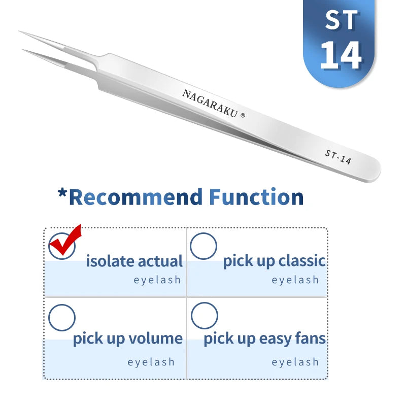 NAGARAKU Eyelash Extension Tweezers Makeup Stainless Steel Eyelash 3D accurate Clip Pi-Mart