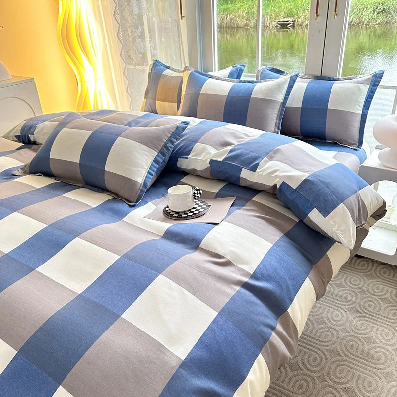 Daisy Printed King Size Duvet Cover Set with Sheets High Quality Washed Cotton Bedding Set Queen Home Bed Sets Comforter Covers LadyShow.Store