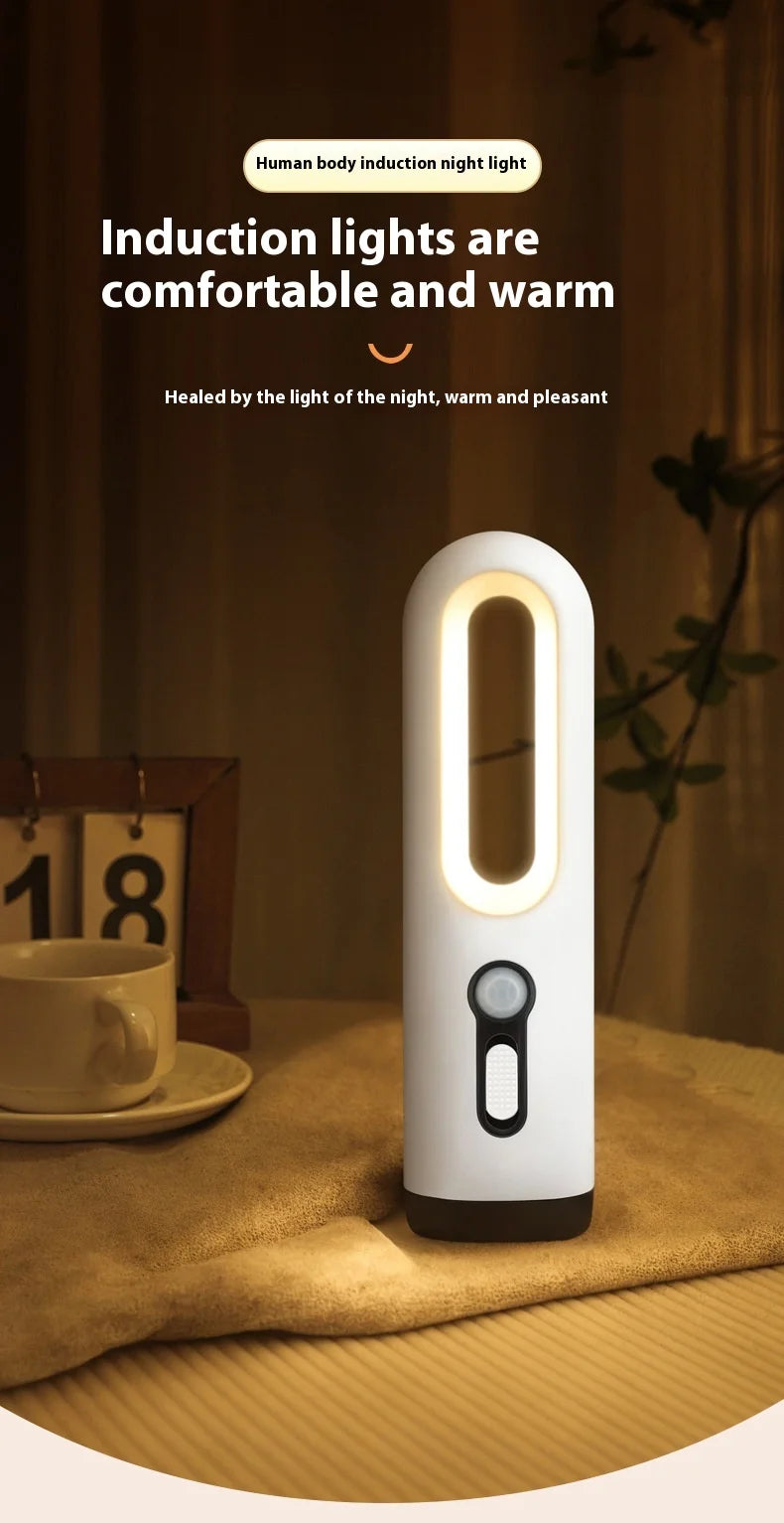 AiQUE LED Motion Sensor Night Light Portable 2 in 1 Flashlight Bedroom Bathroom Reading Camping Lighting Baby Feeding Eye Care Pi-Mart