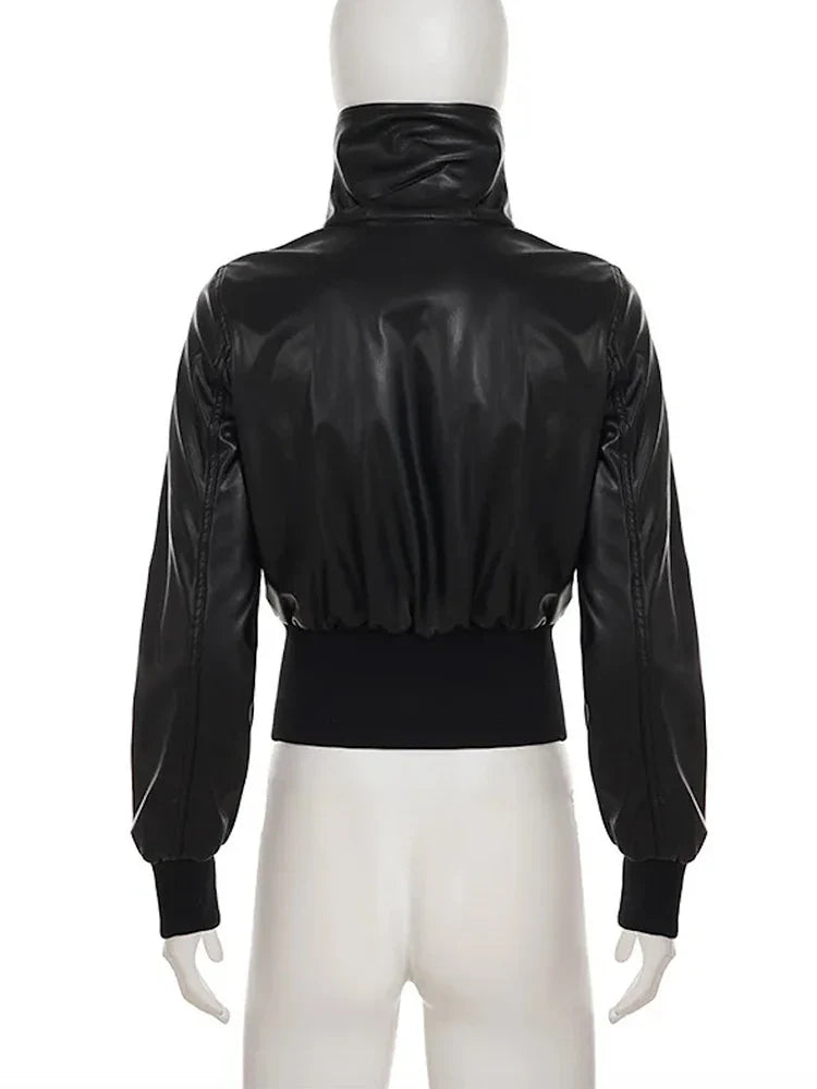 AltGoth Amercian Vintage Pu Leather Jacket Women Streetwear Harajuku Grunge Emo Alternative Grunge Zipper Casual Coats Female LadyShow.Store