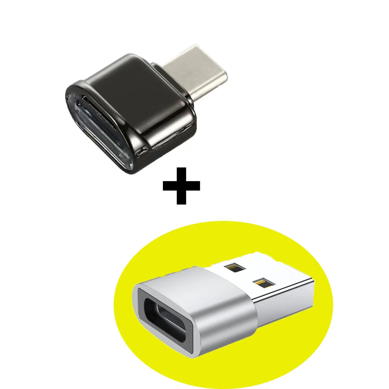 2 Pcs TF Card Reader, Silver USB C to USB Adapter, Suitable for iPhone 17/17 Pro and Other Mobile Phones Pi-Mart