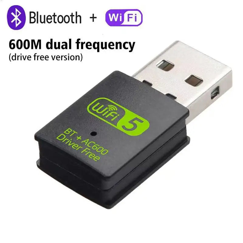 USB Wireless Wifi/Bluetooth Adapter 600Mbps Wifi Dongle Dual Band 2.4G/5G Wi-Fi Receiver for Laptop PC Pi-Mart