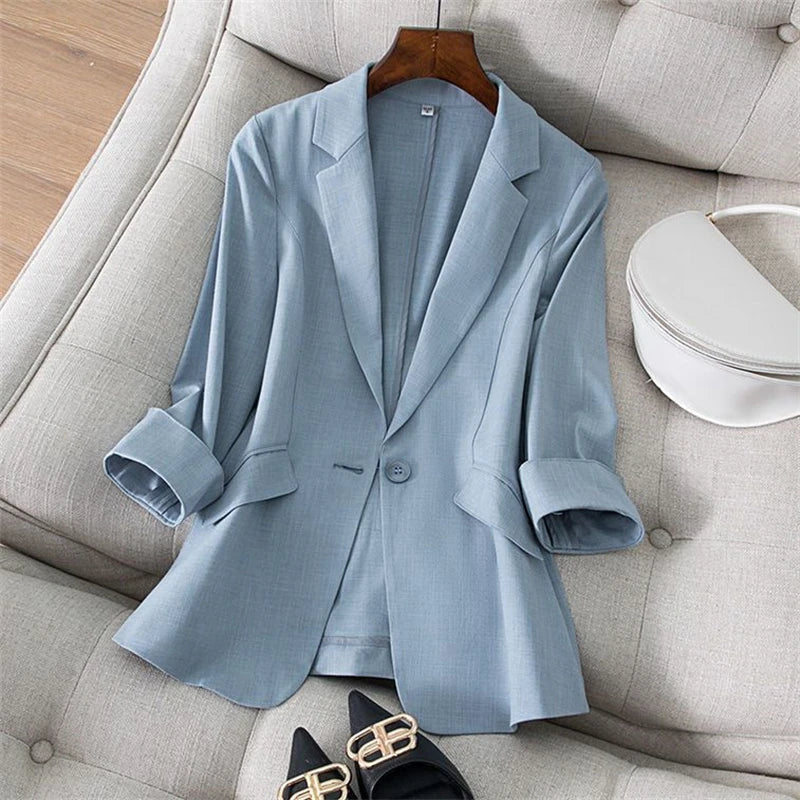 2026 Spring Summer New Temperament Versatile Large Size Women's Small Blazer Coat Loose Elegant FemaleThin  Blazer Jacket 4XL LadyShow.Store