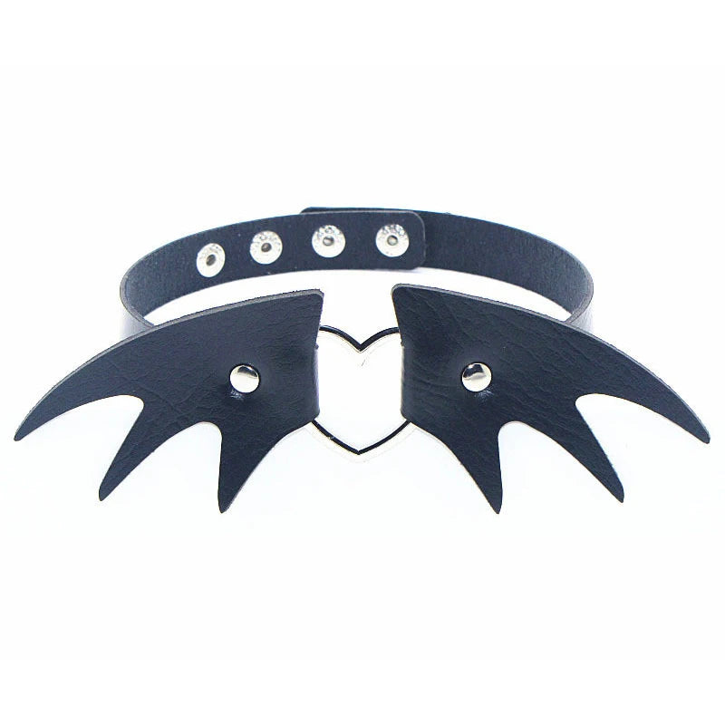 Black PU Leather Punk Choker Collar Necklace with Rivets Gothic Femme Jewelry for Party Club Sexy Goth Pendientes Pi-Mart