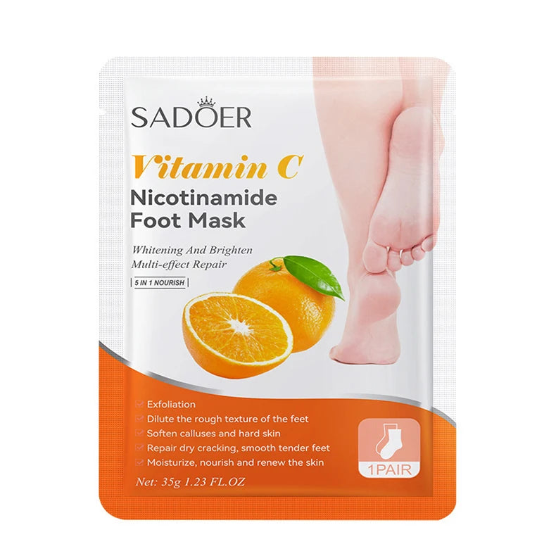 6 Pairs SADOER Fruits Foot Mask Moisturizing Foot Peeling Mask Exfoliating For Feet Spa Pedicure Exfoliant Feet Skin Care Pi-Mart
