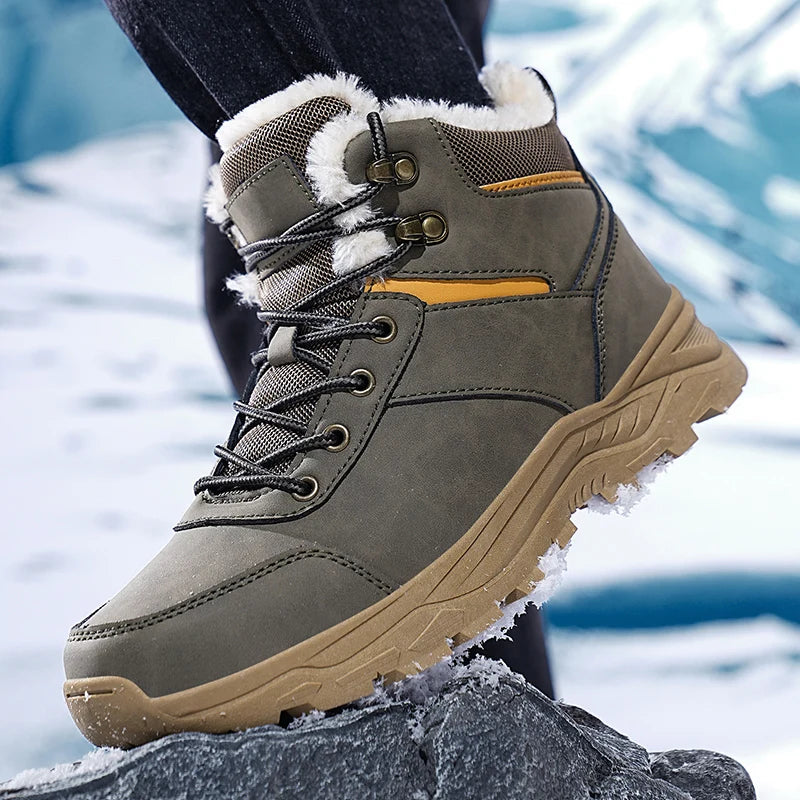New Autumn and Winter High-Top Thick-Soled Fleece-Lined Men's Snow Boots, Outdoor Hiking Shoes, Hunting Boots, Hiking Boots Pi-Mart