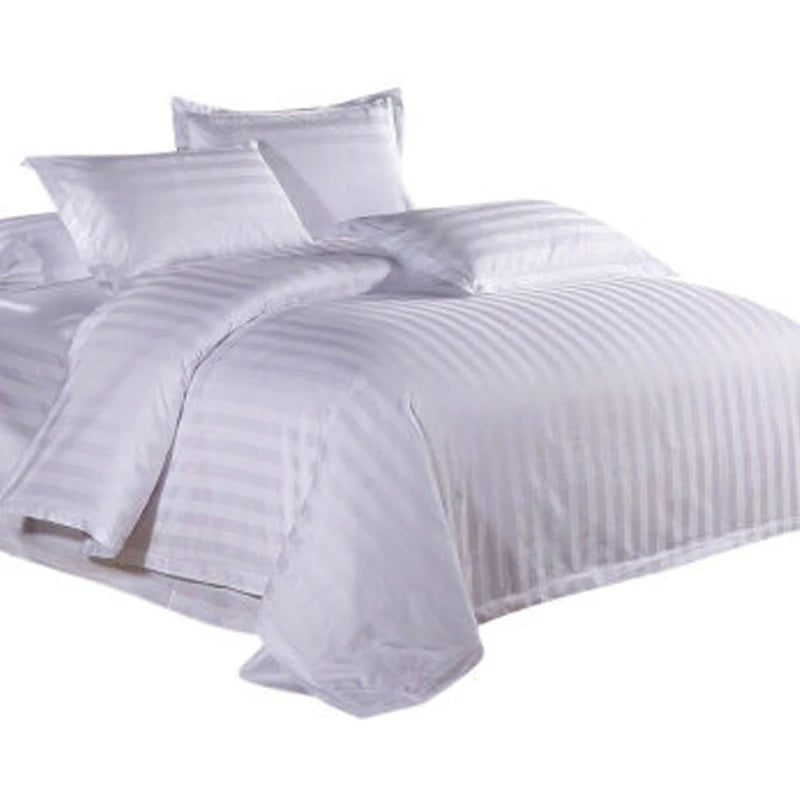 1set Luxury 100 Egypt Cotton Duvet Cover 5 Stars Hotel  Quilt Cover Pure Cotton Satin Strip Bed Line Duvet Case 2pcs Pillowcases Pi-Mart