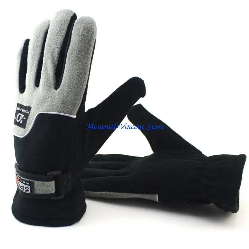 A70F Winter Warm Thermal Motorcycle Gloves Fleece Mittens For Women Men Snow Sports Hiking Back Windproof Lightweight Pi-Mart