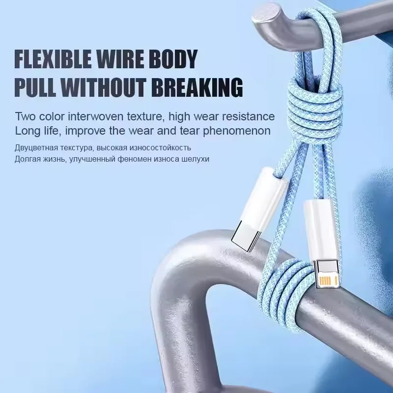1m 2mPD Braided 35W Fast Charge Cable For iPhone 13 14 Pro Max 11 12 mini X XR XS Max 7 8 Plus Quick Charging USB-C Data Cables Pi-Mart