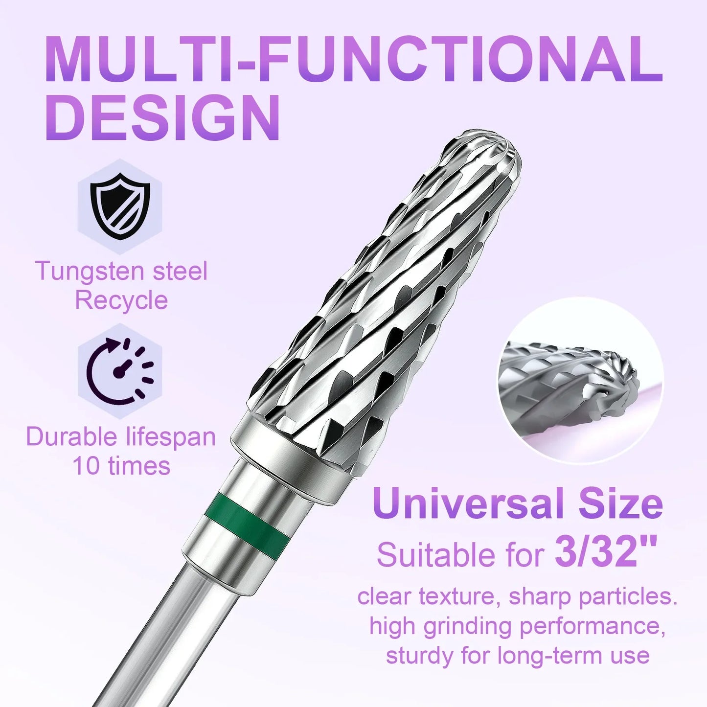 1pcs Tungsten Steel Nail Cuticle Drill Bits Carbide Rotate Electric Ceramic Milling Cutter For Manicure Gel Polish Remover Tri Light Beauty