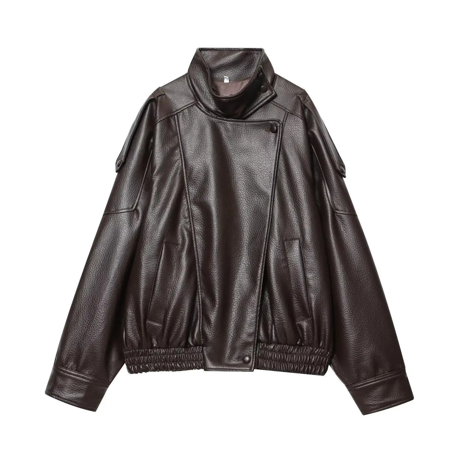 Women Fashion Leather Jacket Autumn Winter Loose Causal PU Faux Leather Jackets Coat Fashion Street Motorcycle Jackets LadyShow.Store