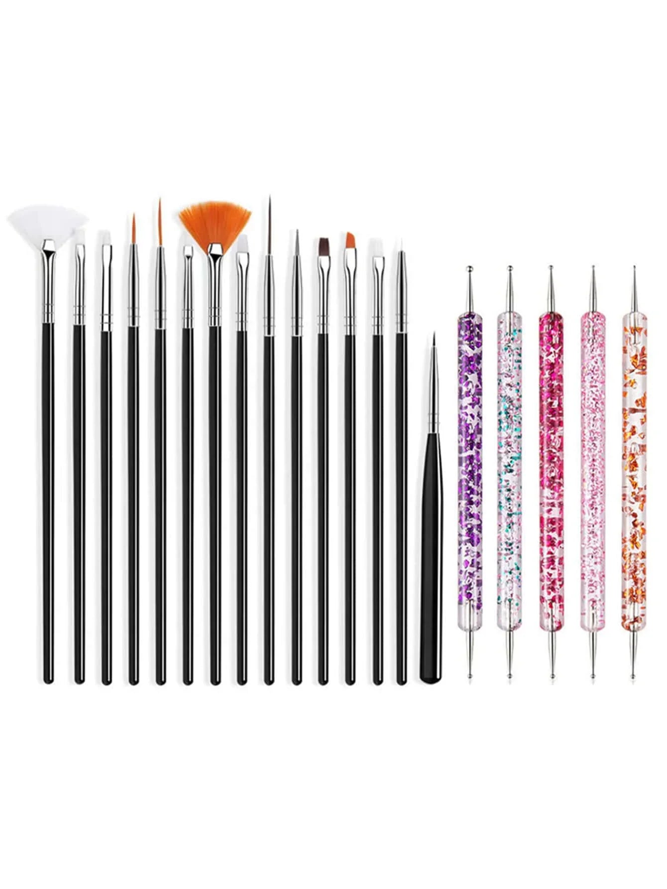 20Pcs Black Nail Art Brush Set Nail Gel Polish Painting Brush Drawing Pen Uv Gel Polish Nail Liner Brush And Nail Dotting Pen For Gel Polish Diy Manicure Salon At Home Tri Light Beauty