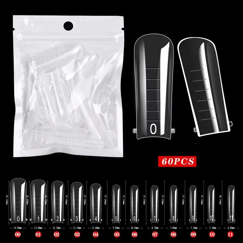 60 Pieces/Bag Uv Gel Polishing Fast Building Mold Acrylic Fake Nail Art Reminder Dual System Nail Accessories Extension Nail Form Tri Light Beauty