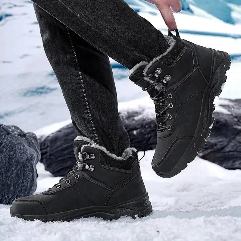 New Autumn and Winter High-Top Thick-Soled Fleece-Lined Men's Snow Boots, Outdoor Hiking Shoes, Hunting Boots, Hiking Boots Pi-Mart