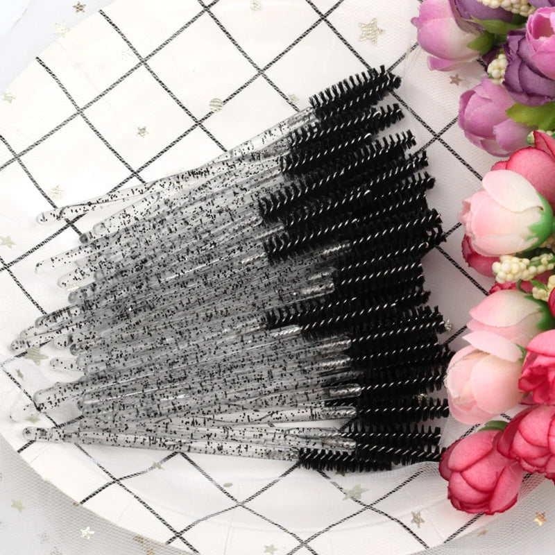 5/50Pcs Black Lashes Brush Cosmetics False Eyelashes Supplies Reusable Makeup Brushes Eyebrow Brush Mascara Wands Make Up Tools Pi-Mart