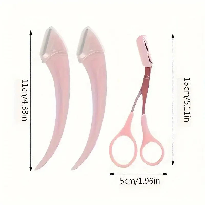 Eyebrow Trimmer Set, Curved Eyebrow Razor, Eyebrow Scissors With Comb, Convenient Easy Beauty Tools For Beginners Pi-Mart