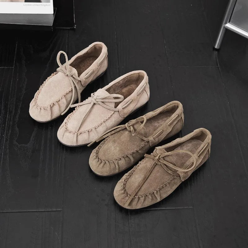 AIYUQI Women Loafers British Style 2026 New Genuine Leather Beanie Shoes Women Flat Non-slip Vintage Slip-on Moccasins For Women LadyShow.Store