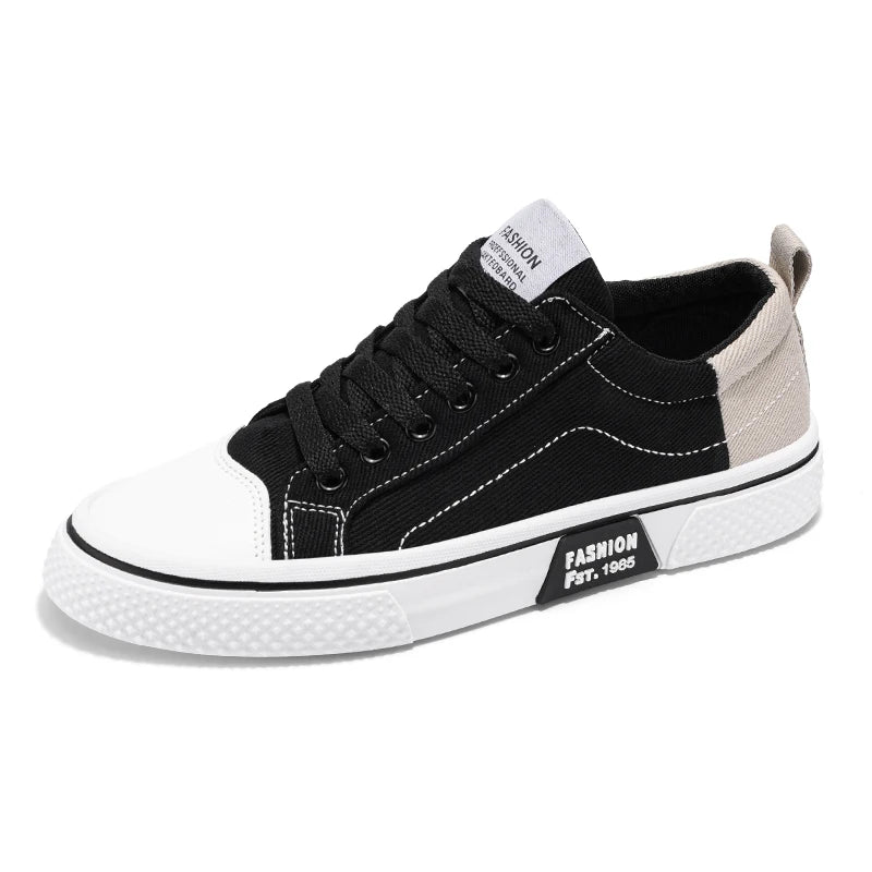 Canvas shoes four seasons men's casual shoes students flat shoes fashion soft-sole outdoor walking shoes youth Joker board shoes Pi-Mart